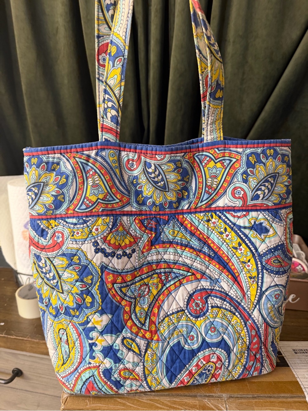 Vera Bradley Quilted Paisley Tote - Blue, Red, Yellow